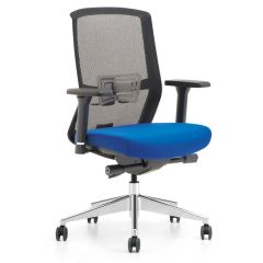 MAZ MF 02250 Medium Mesh Back Chair - Blue In Leather