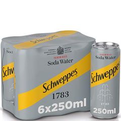 Schweppes Soda Water - 250ml Can x (Pack of 6)