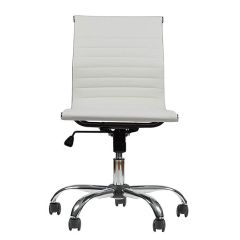 MUB MF J-245 Armless High Back Executive Chair - White In Leather