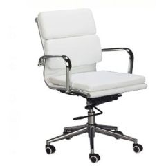 MUB HUA 121 Dollaro PVC Medium Back Chair - Chrome Base - White