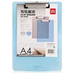 Deli 9256 Plastic Clip Board - A4 - Translucent Blue