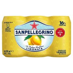 San Pellegrino Sparkling Lemon Beverage - Limonata - 330ml Can x (Pack of 6)
