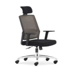 MAZ MF 207 HB High Back Revolving Chair with Mesh Back - Black In PU Leather