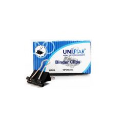 Unistar Binder Clips - 15mm - 12 Clips / Pack