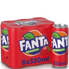 Fanta Strawberry Soft Drink - 330ml Can x (Pack of 6)