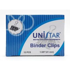 Unistar Binder Clips - 41mm - 12 Clips / Pack