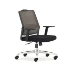 MAZ MF 207 MB Medium Back Revolving Chair with Mesh Back - Black In PU Leather