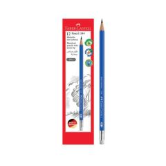 Faber Castell FC114405 Black Lead Pencil With Eraser Tip - Blue (Pack of 12)