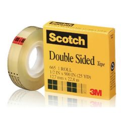 3M 665-1225 Scotch Double Sided Transparent Tape - 1/2" x 25 Yards (Pack of 10)