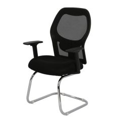 MAZ MF 0216 Mesh Back Visitor Chair - Black In  Leather