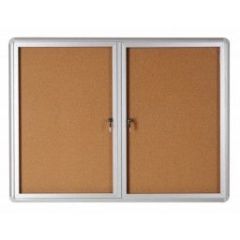 Bi-Office VT640101720 Lockable Cork Notice Board with 2 Swing Doors - 120cm x 91cm