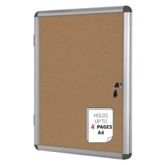 Bi-Office VT610101150 Lockable Cork Notice Board - Aluminium Frame - 67cm x 50cm