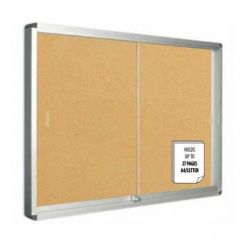 Bi-Office VT930201771 Lockable Cork Board with Sliding Doors - 140cm x 100cm