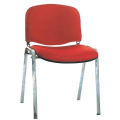 MAZ MF 0273 Normal Chair with Chrome Metal Leg - Red In Leather