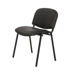 MAZ MF 0274 Normal Chair with Black Metal Leg - Black In Leather