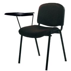 MAZ MF 0278 Normal Chair with Metal Leg & Writing Pad - Black In Fabric
