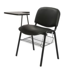 MAZ MF 0279 Normal Chair with Writing Pad & Basket - Black In Leather