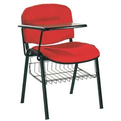 MAZ MF 0279 Normal Chair with Writing Pad & Basket - Red In Fabric
