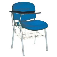 MAZ MF 0302 Normal Chair with Writing Pad & Basket - Blue In Fabric