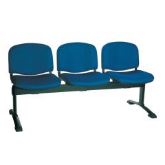 MAZ MF 0315 Three Seater Bench with Black Metal Leg - Blue In Fabric