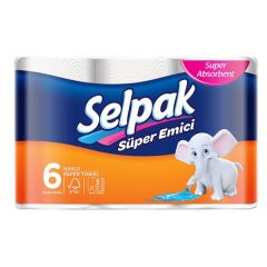 Selpak Super Absorbent Paper Towel Roll - 3 Ply (Pack of 6)