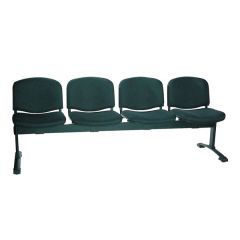 MAZ MF 0317 Four Seater Bench with Black Metal Leg - Black In Leather