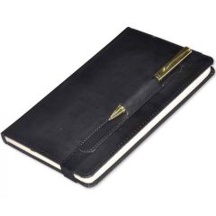 FIS FSNBEXSL1321BK Executive Italian PU Notebook - 120 Sheets - 13 x 21cm - Black