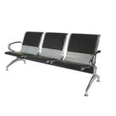 MUB 7083 Three Seater with Padded Seat & Back - PVC - Black 