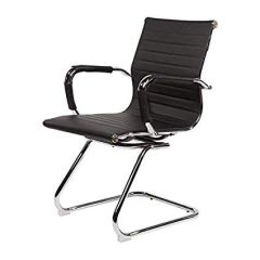 MUB 035C Visitors Chair with Chrome Base - Black In PU Leather