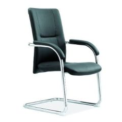 MAZ MF 82BC Visitor Chair with Padded Arms - Black In PU Leather