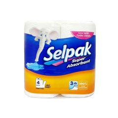 Selpak 3 Ply Paper Towel Roll - 10.7m - 80 Sheets x (Pack of 4)