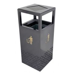 Brooks BKS SS ASH 251 Outdoor Square Metal Bin with Ashtray - (L)400 x (W)400 x (H)960mm