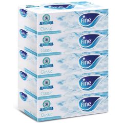 Fine Classic 2 Ply Facial Tissues - 200 Sheets x (Box of 5)