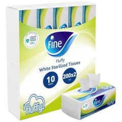 Fine Fluffy White Sterilized Interfold Tissue - 200 Sheets x (Box of 10)