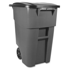 Rubbermaid 9W2700GRAY BRUTE Rollout Container With Lid - Grey - 50 Gallon