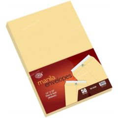 FIS FSME9034PR50 Peel & Seal Manila Envelope - 12" x 10" - 90gsm (Pack of 50)