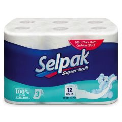 Selpak Super Soft 3-Ply Toilet Roll (Pack of 12)