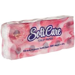 SoftCare Hygienic 2-Ply Toilet Paper Roll - 500 Sheets x (Pack of 10)