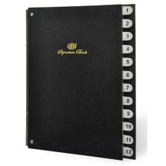 FIS FSCL1-12 Signature Book with Vinyl Cover - 12 Sheets (1-12) - 240 x 340mm - Black