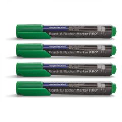 Magnetoplan COP 1228105 Dry Erase White Board & Flipchart Marker - Bullet Tip - Green (Pack of 4)