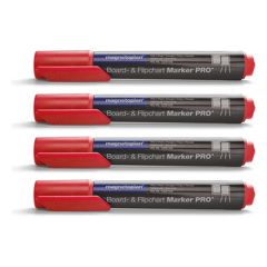 Magnetoplan COP 1228106 Dry Erase White Board & Flipchart - Bullet Tip - Red (Pack of 4)