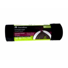 Carrefour Heavy Duty Drawstring Garbage Bags - Black - 75 x 103cm (Pack of 20)