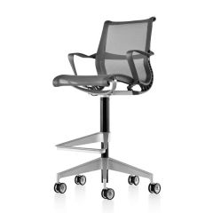 Herman Miller CH02 Setu Stool Chair - Graphite Frame & Silver Alloy Base