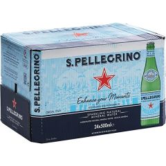 S.Pellegrino Sparkling Natural Water - 500ml Glass Bottle x (Pack of 24)