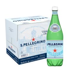 S.Pellegrino Sparkling Natural Water - 1 Liter Plastic Bottle x (Pack of 12)