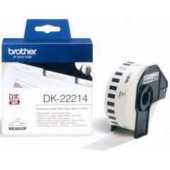 Brother DK-22214 Continuous Length 12mm x 30.48m Paper Tape - Black on White 