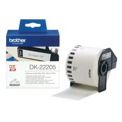 Brother DK-22205 Continuous Length 62mm x 30.48m Paper Label Roll - Black on White