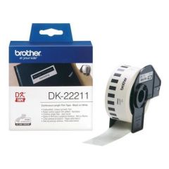 Brother DK-22211 Continuous Length 29mm x 15.24m Film Tape - Black on White