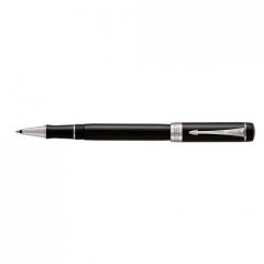 Parker 8011203 Duofold International Roller Ball Pen - Platinum Trim - Black