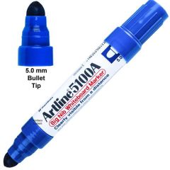 Artline 5100A Big Nib WhiteBoard Marker - 5.0mm Bullet Tip - Blue ( Pack of 6) 